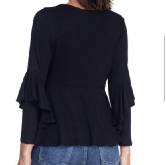 Last 1 Black tie front fit and flare top - Picture 3 of 3